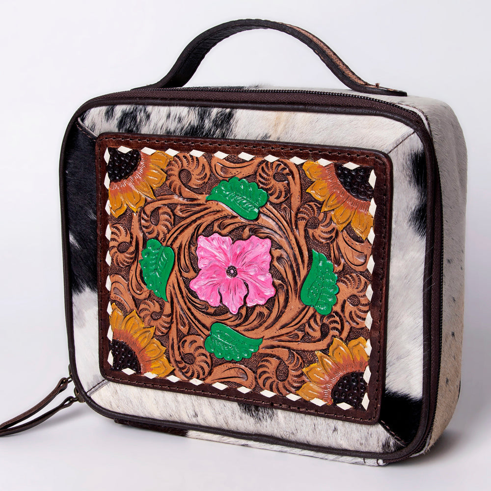 American Darling Jewelry Case Hand Tooled Hair-On Genuine Leather