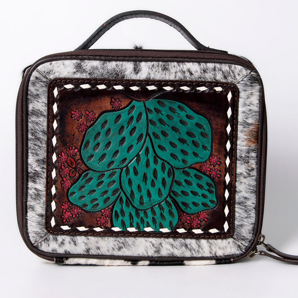 American Darling Jewelry Case Hand Tooled Hair-On Genuine Leather