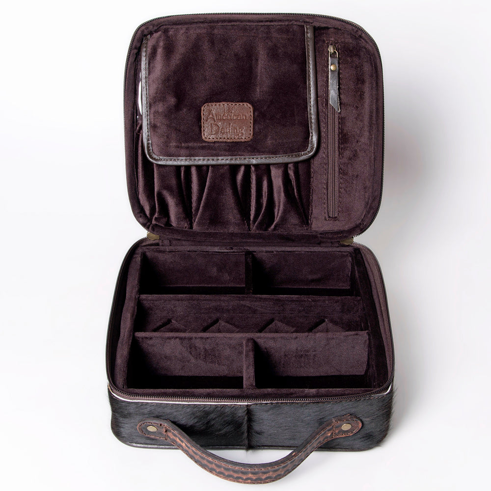 American Darling Jewelry Case Hand Tooled Hair-On Genuine Leather