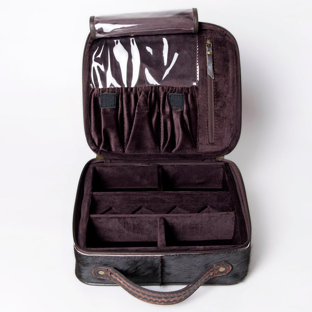 American Darling Jewelry Case Hand Tooled Hair-On Genuine Leather