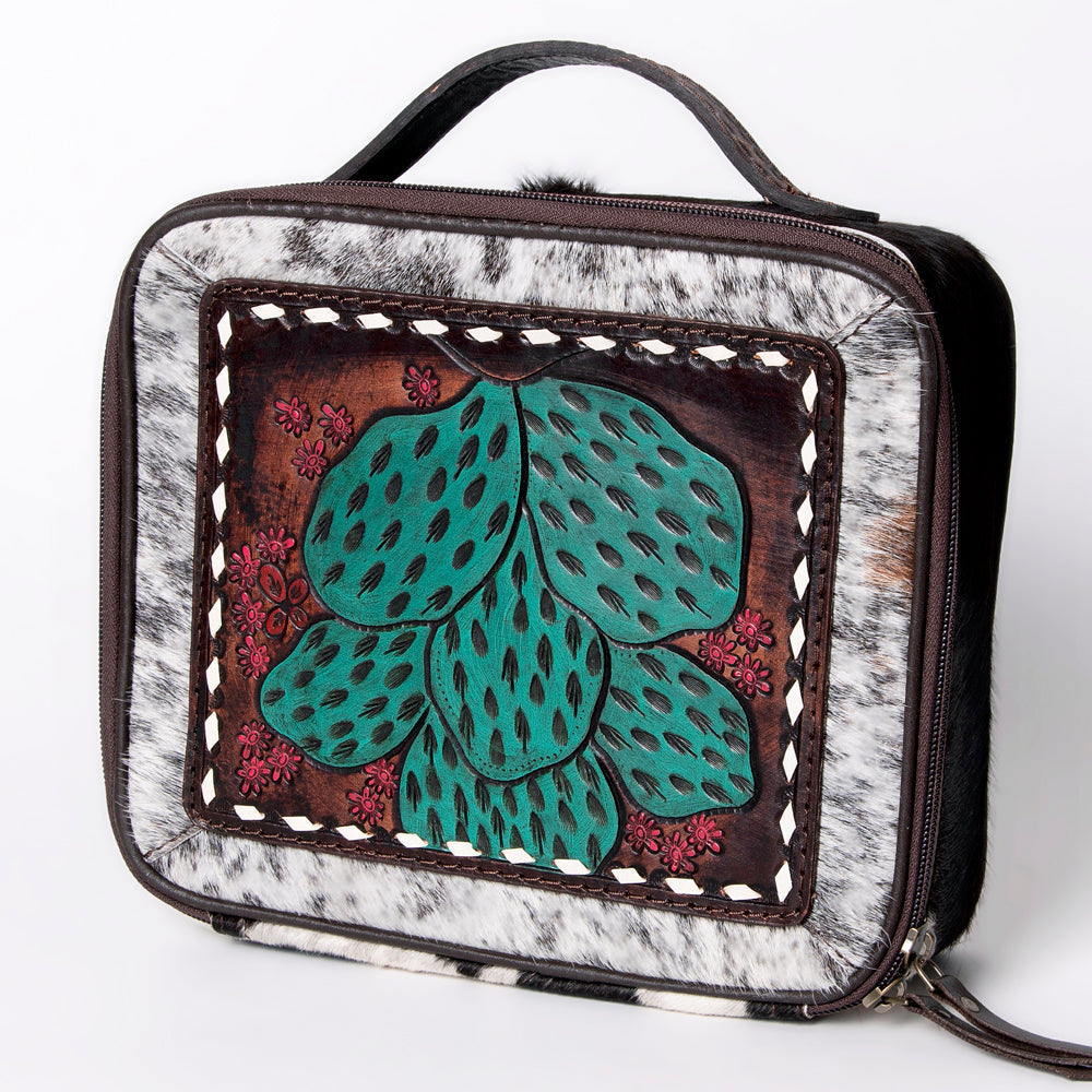 American Darling Jewelry Case Hand Tooled Hair-On Genuine Leather