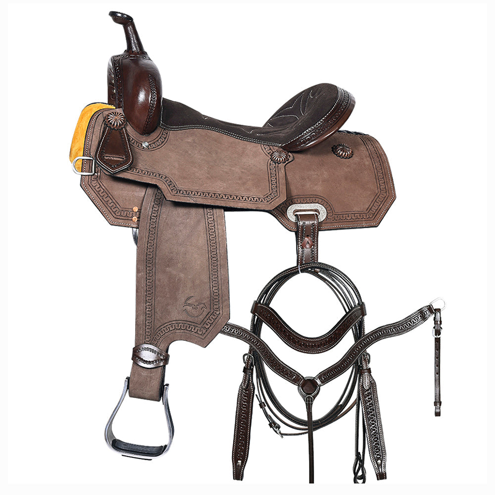 Comfytack Western Horse Barrel Racing Trail Saddle Tack Set Genuine Leather