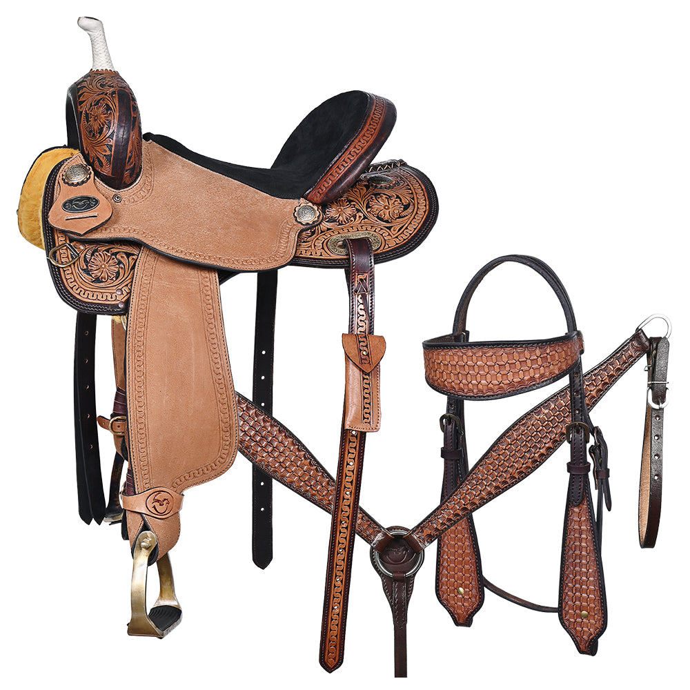 Comfytack Western Saddle Leather Trail Horse Tack Set Dark Brown | Western Saddle | Saddle for Horses | Horse  Tack Set
