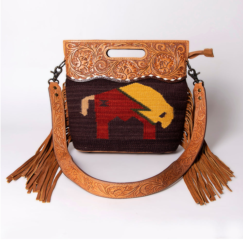 American Darling Clutch Hand Tooled Saddle Blanket Fabric Genuine Leather Western Women Bag Handbag Purse | Purses for Cute