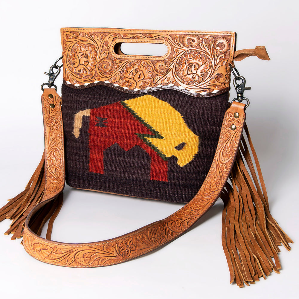 American Darling Clutch Hand Tooled Saddle Blanket Fabric Genuine Leather Western Women Bag Handbag Purse | Purses for Cute