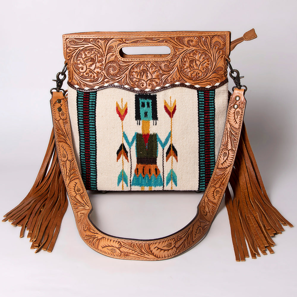 American Darling Clutch Hand Tooled Saddle Blanket Fabric Genuine Leather Western Women Bag Handbag Purse | Purses for Cute