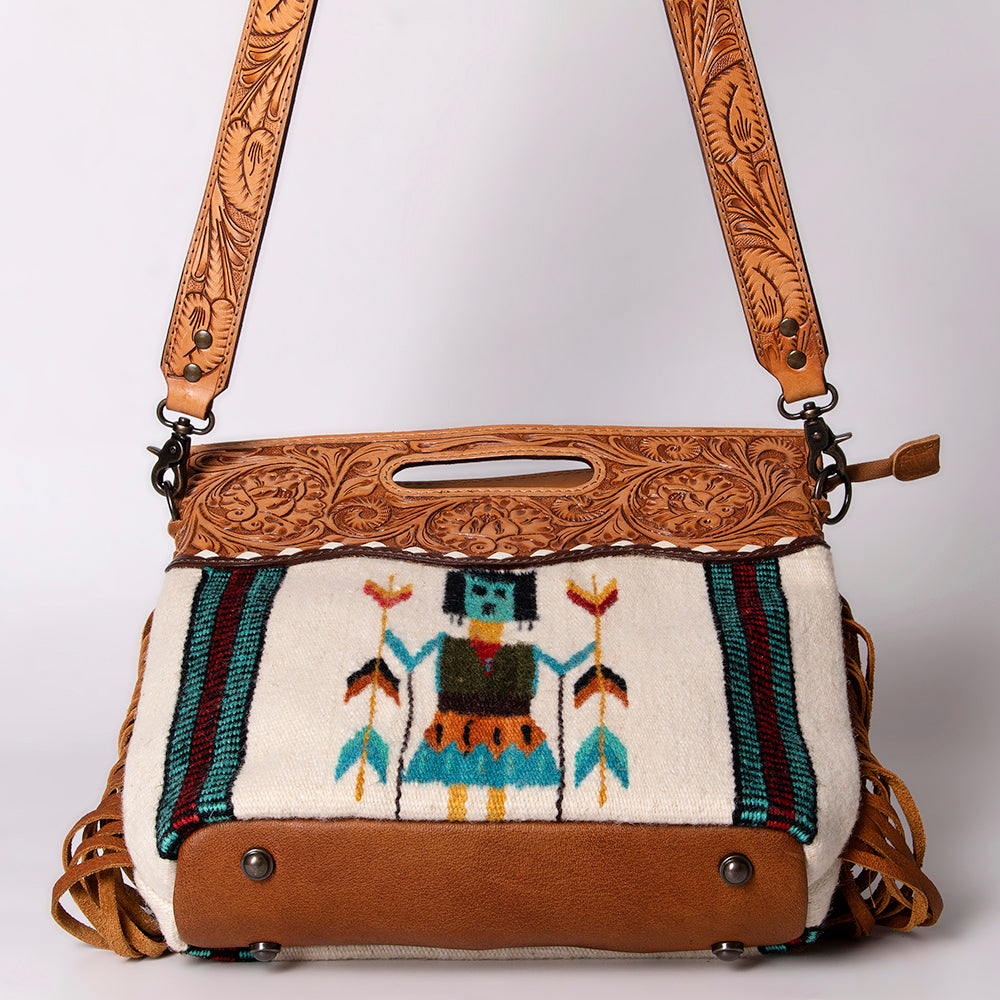 American Darling Clutch Hand Tooled Saddle Blanket Fabric Genuine Leather Western Women Bag Handbag Purse | Purses for Cute