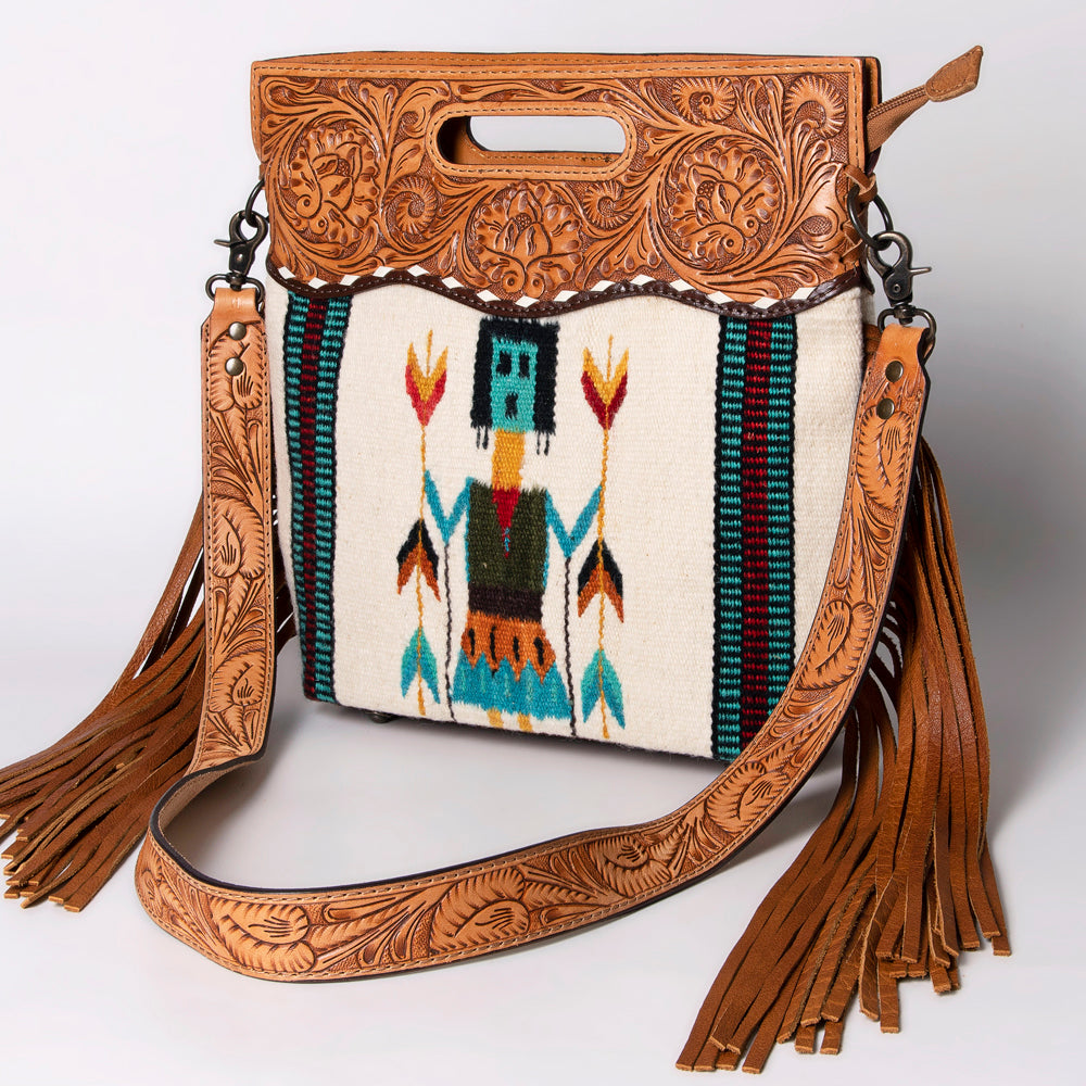 American Darling Clutch Hand Tooled Saddle Blanket Fabric Genuine Leather Western Women Bag Handbag Purse | Purses for Cute