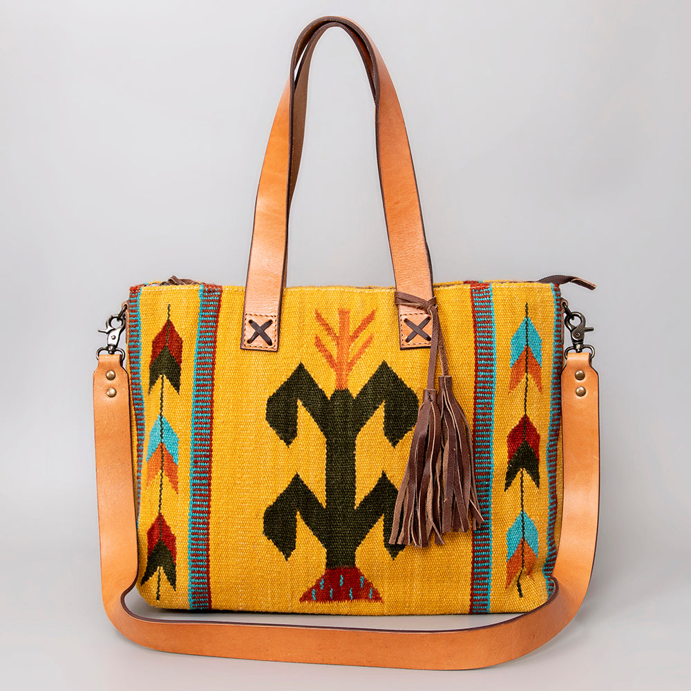 American Darling Tote Bag Hand Woven Saddle Blanket Genuine Leather Western Purse Large Shoulder Bag with YKK Zipper