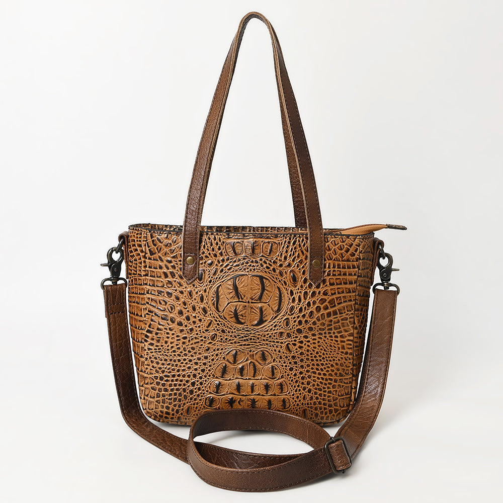 American Darling Tote Crocodile Embossed Genuine Leather