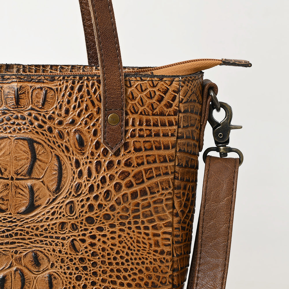 American Darling Tote Crocodile Embossed Genuine Leather