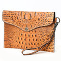 American Darling Western Leather Coin purse, Crocodile Embossed Genuine Leather, Eco-Friendly Handcrafted Small Pouch