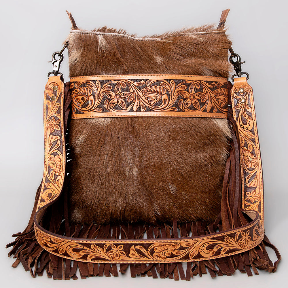 American Darling Messenger Hand Tooled Hair On Genuine Leather Western Women Bag Handbag Purse | Cute