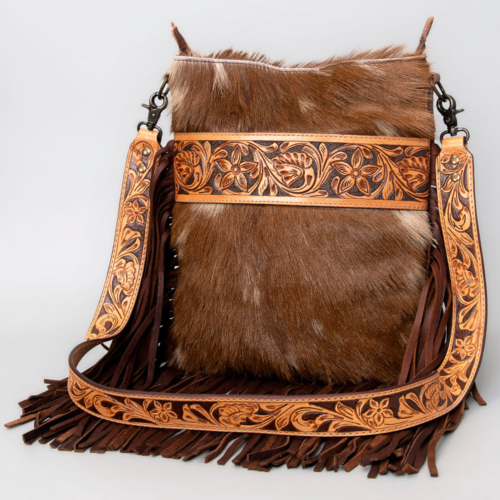 American Darling Messenger Hand Tooled Hair On Genuine Leather Western Women Bag Handbag Purse | Cute