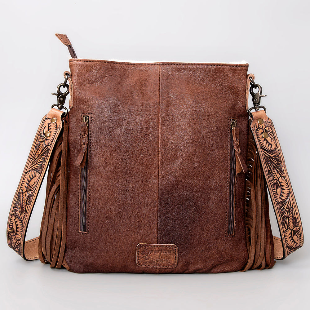 American Darling Messenger Hand Tooled Hair On Genuine Leather Western Women Bag Handbag Purse | Cute