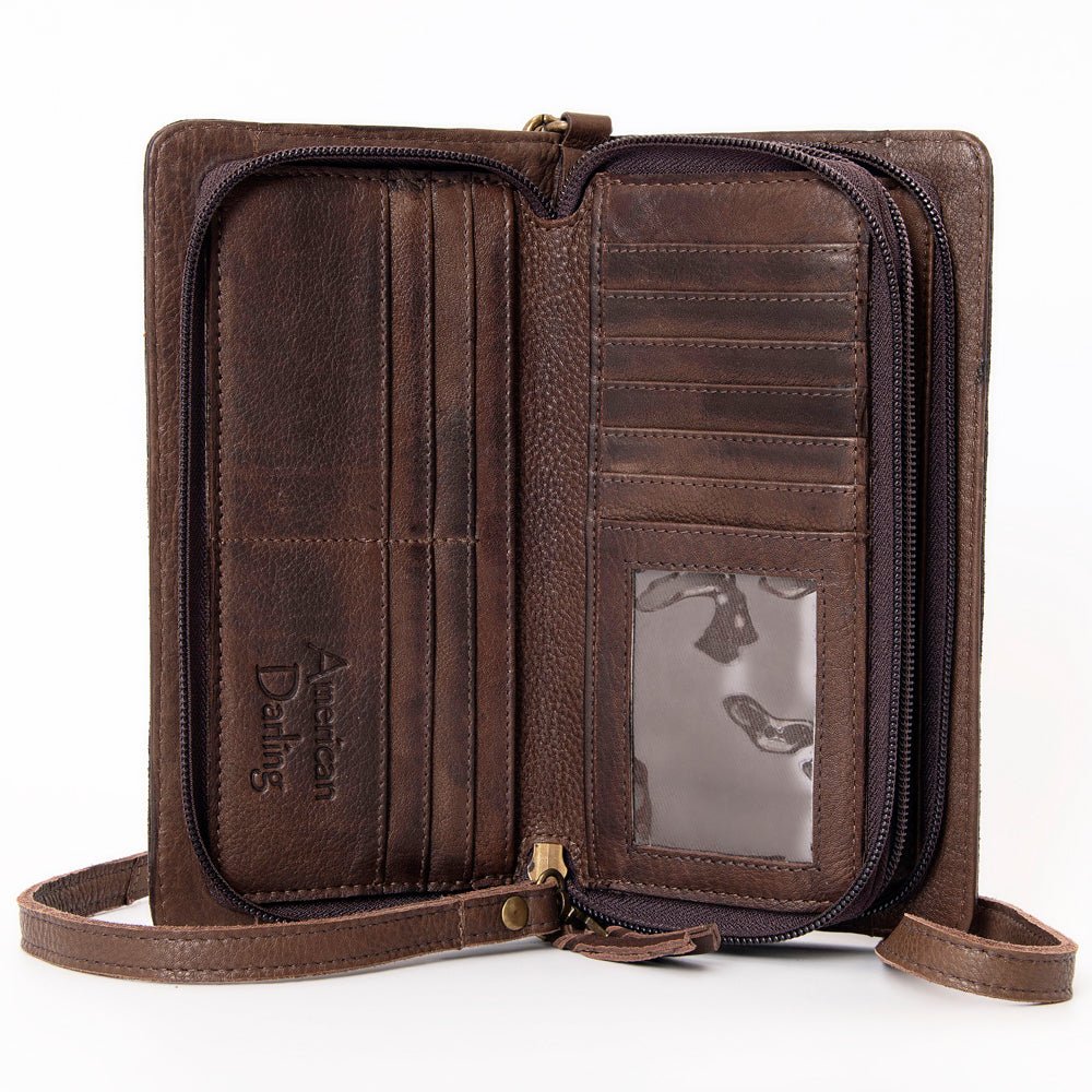 American Darling Organiser Hair-On Hand Tooled Genuine Leather