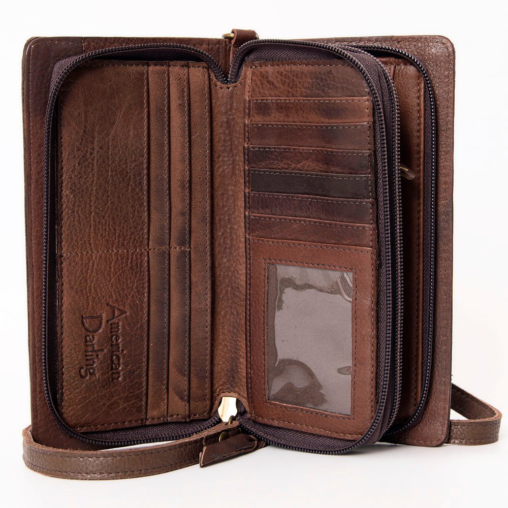 American Darling Organiser Hair-On Hand Tooled Genuine Leather