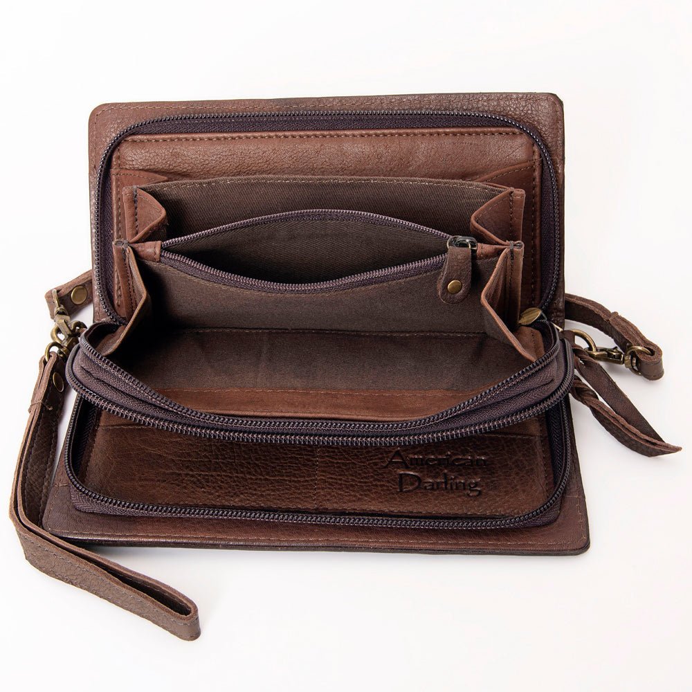 American Darling Organiser Hair-On Hand Tooled Genuine Leather