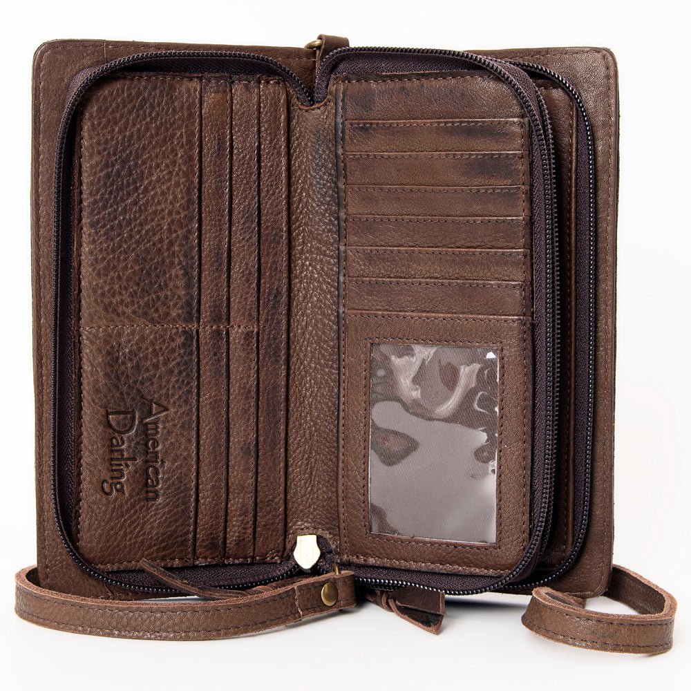 American Darling Organiser Hair-On Hand Tooled Genuine Leather