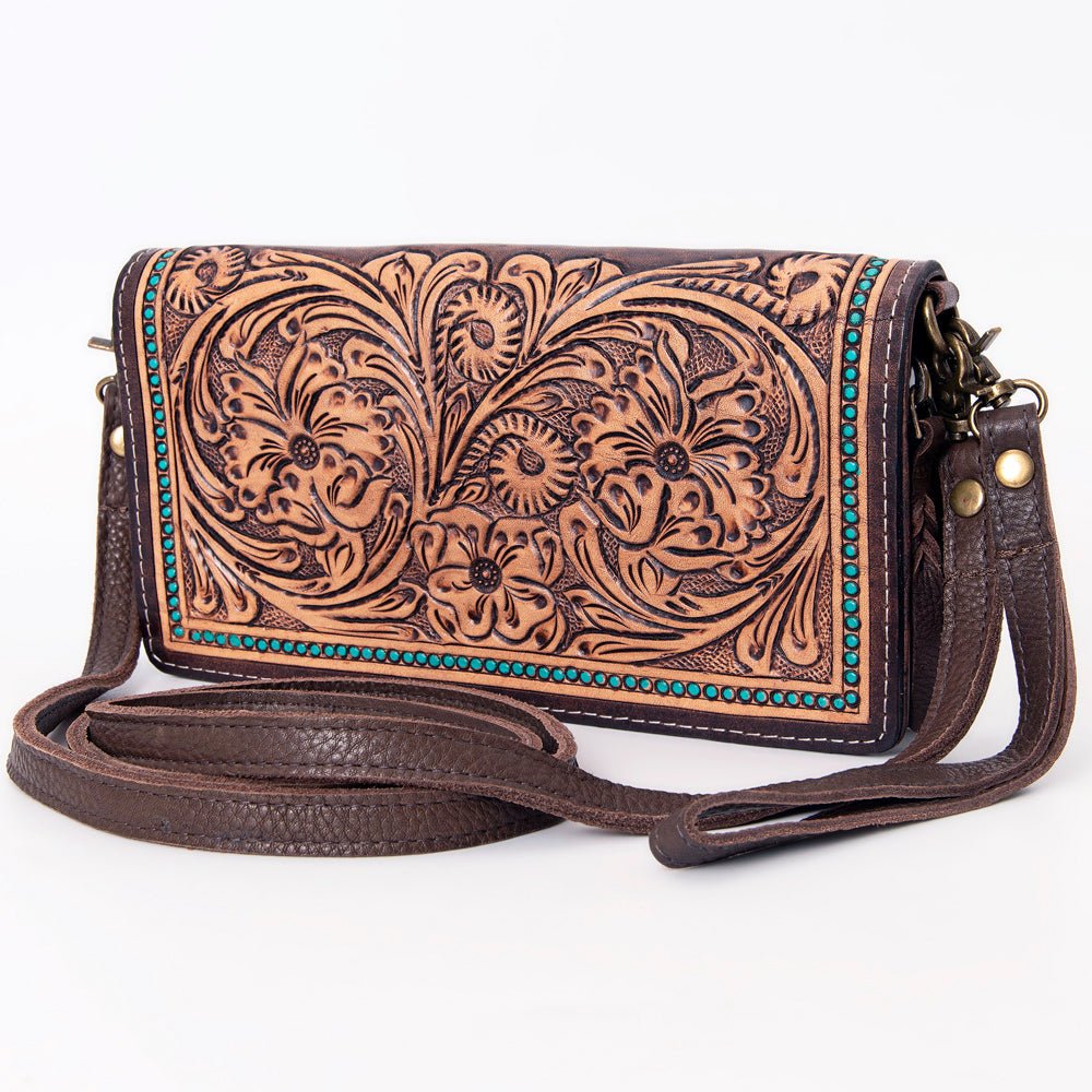 American Darling Organiser Hair-On Hand Tooled Genuine Leather