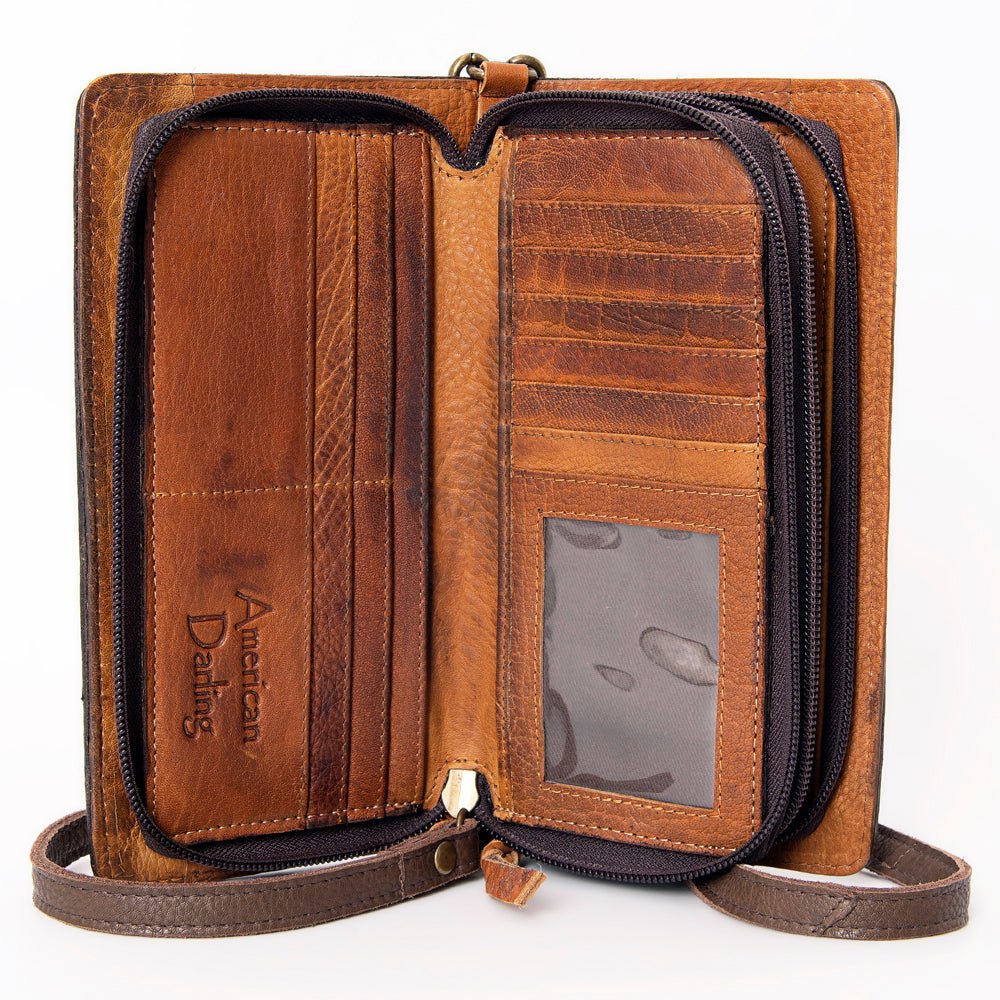 American Darling Organiser Hair-On Hand Tooled Genuine Leather
