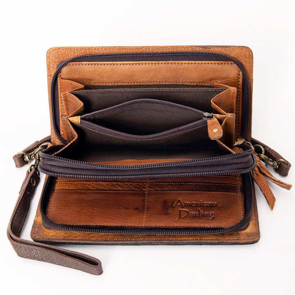 American Darling Organiser Hair-On Hand Tooled Genuine Leather