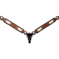 Bar H Equine Horse Genuine Leather Floral Design Breast Collar ,Headstall Brown