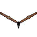 Bar H Equine Horse Genuine Leather Floral Design Breast Collar ,Headstall Brown
