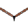 Bar H Equine Horse Genuine Leather Floral Design Breast Collar ,Headstall Brown