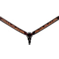 Bar H Equine Horse Genuine Leather Floral Design With Buckstitch Breast Collar ,Headstall Brown