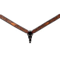 Bar H Equine Horse Genuine Leather Floral Design Breast Collar ,Headstall Brown