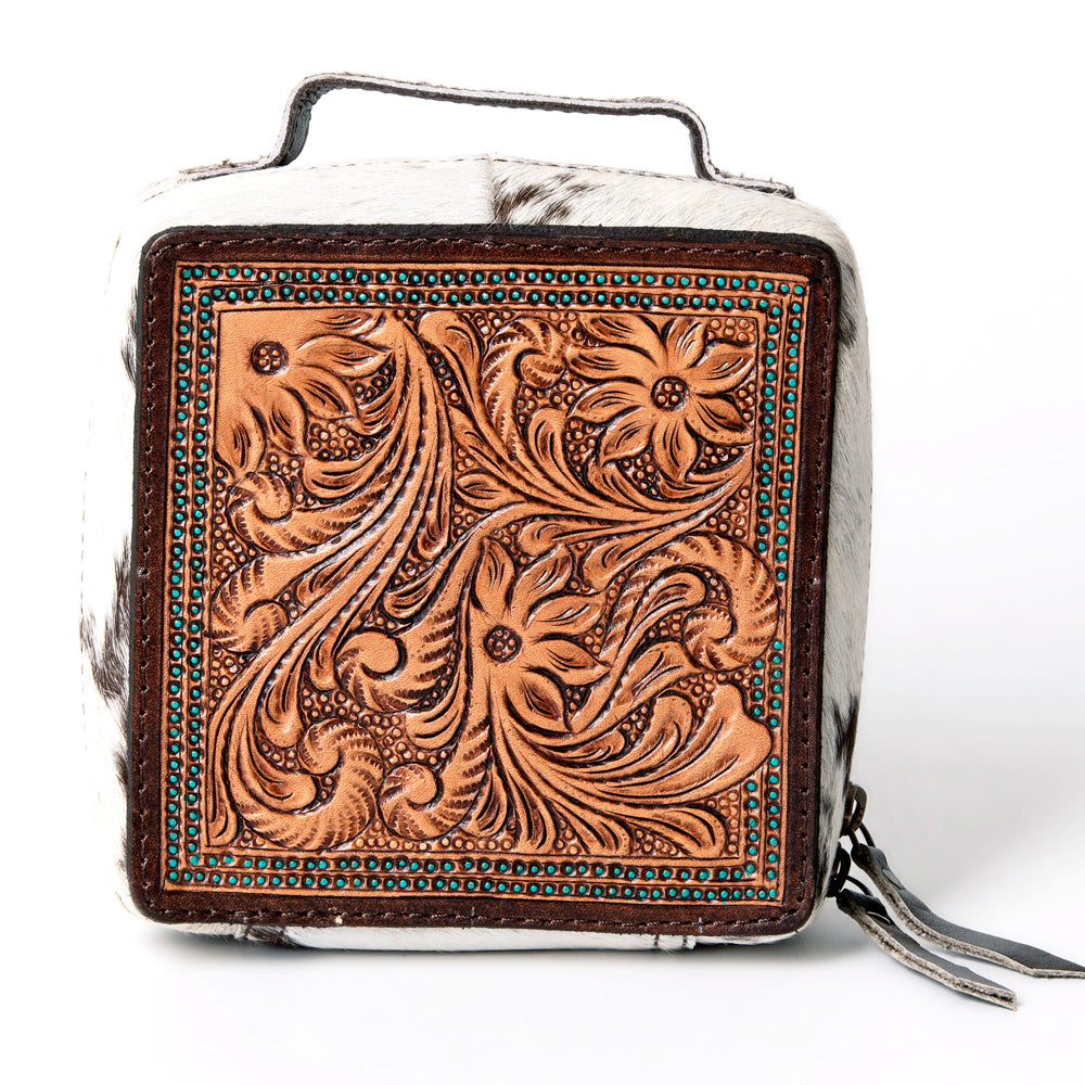 American Darling Jewelry Case for Women - Hair-On Cowhide Eco-Friendly Genuine Leather Travel Organizer with YKK Zipper