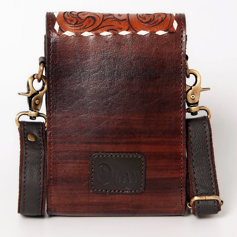 Ohlay Cell Phone Holder 100% cotton Denim Genuine Leather
