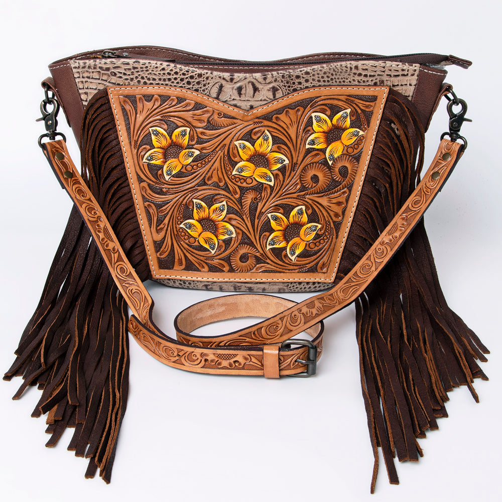 American Darling Large Hand-Tooled Leather Crossbody