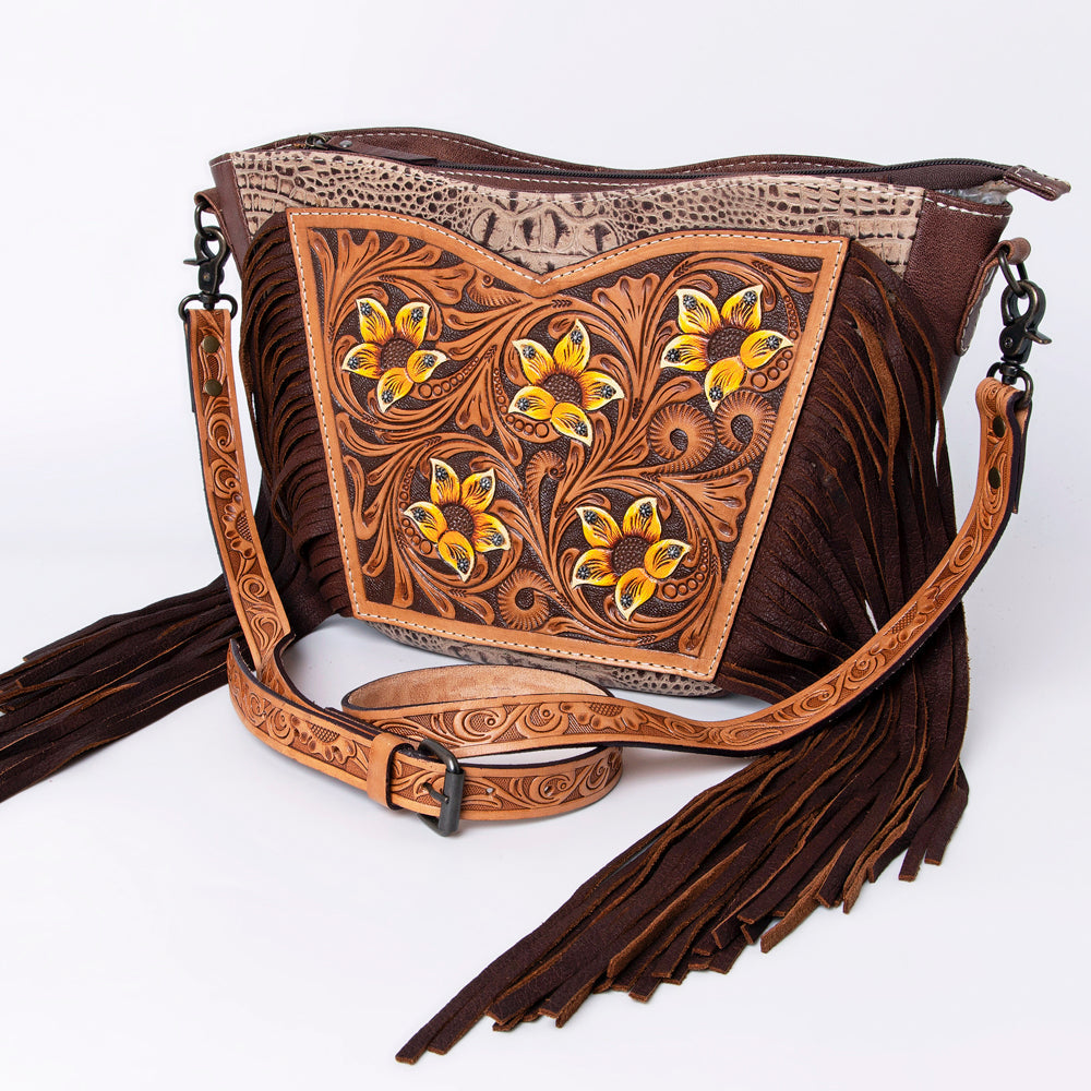 American Darling Large Hand-Tooled Leather Crossbody