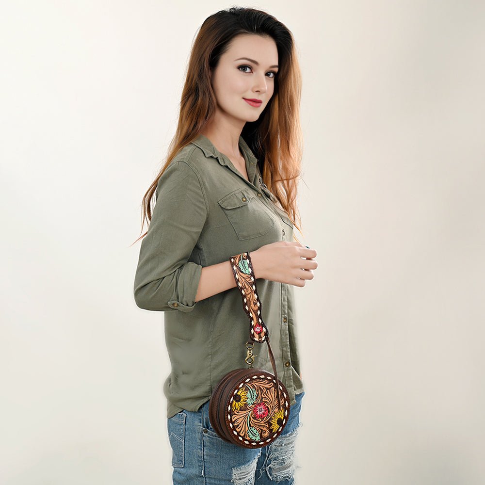 American Darling Canteen Hand Tooled Genuine Leather