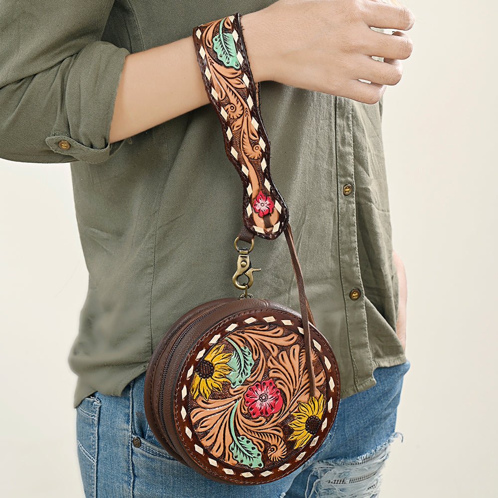 American Darling Canteen Hand Tooled Genuine Leather