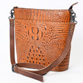 American Darling Western Leather Large Cross body Bag, Crocodile Embossed Full Grain Genuine Leather, Eco-Friendly Purse