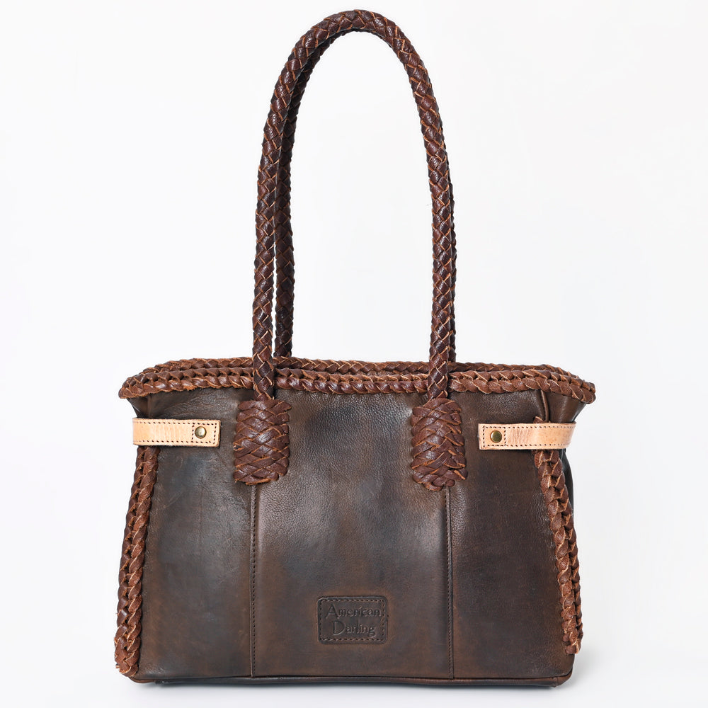 American Darling Tote Bag Western Genuine Leather Handcrafted Purse with Fringes and Turquoise Stone and Braided Handles