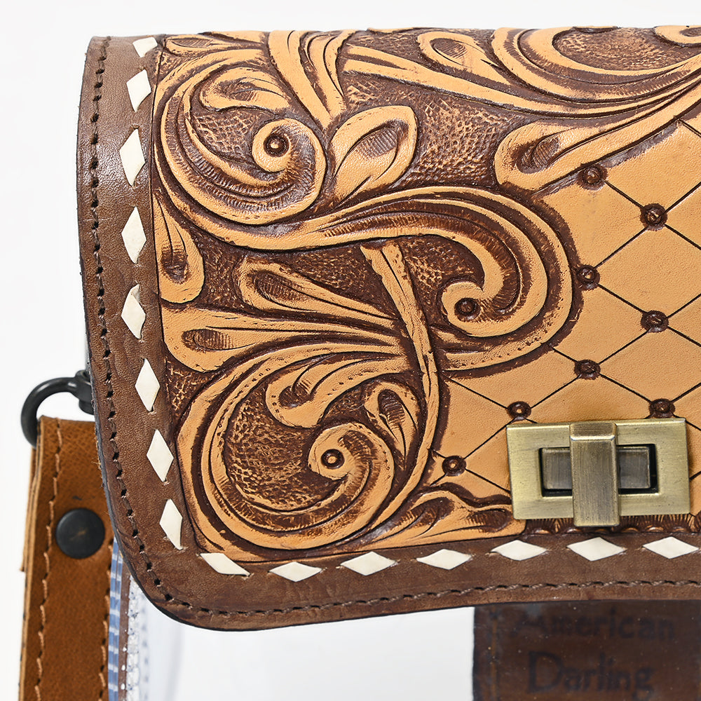 American Darling Hand-Tooled Genuine Leather Clear Bag