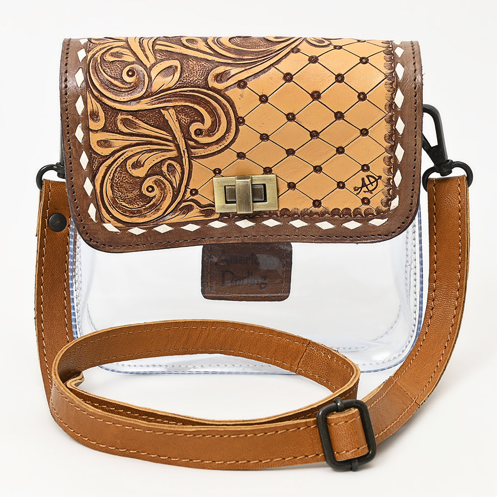 American Darling Clear Bag Hand Tooled Genuine Leather Women Western Handbag Purse