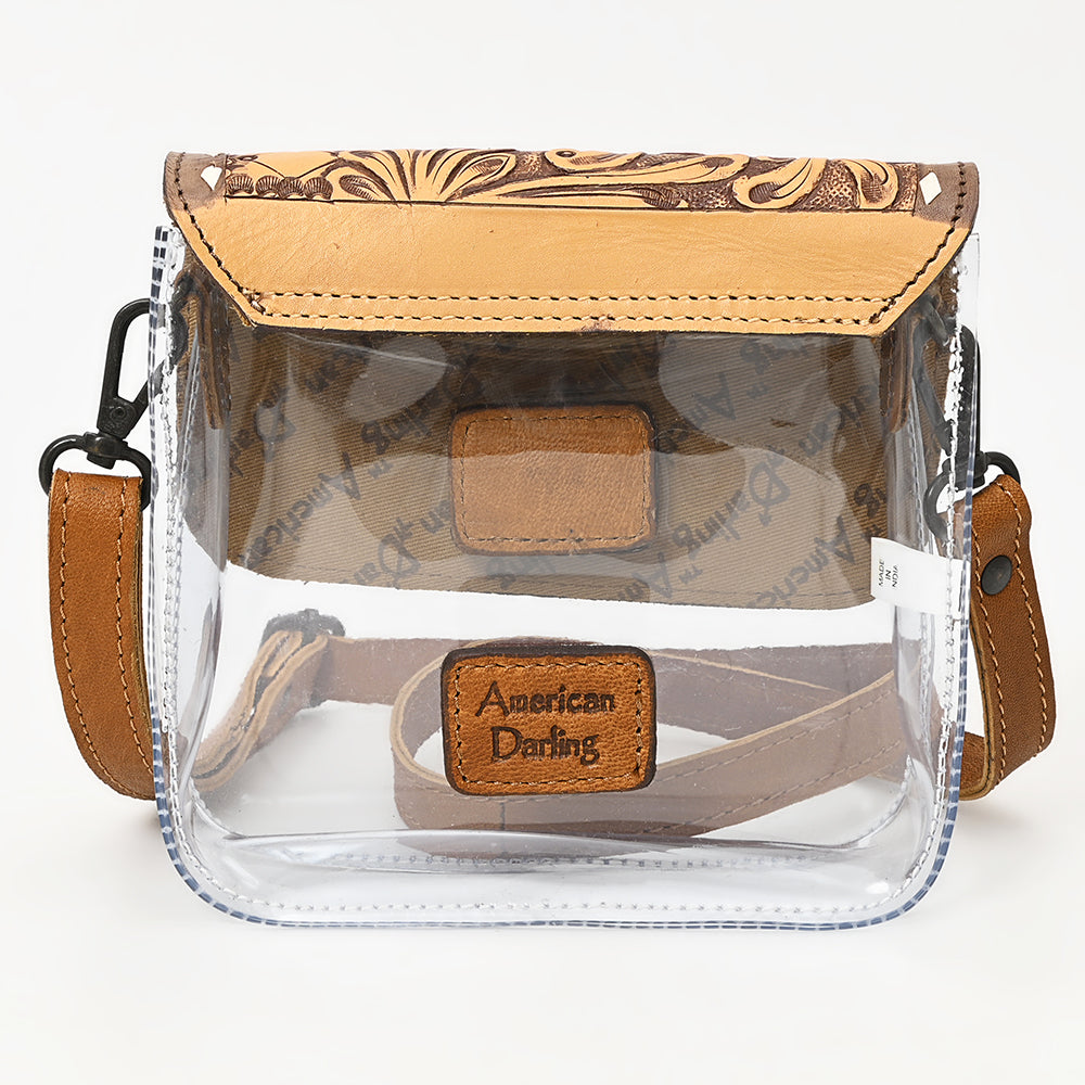American Darling Hand-Tooled Genuine Leather Clear Bag