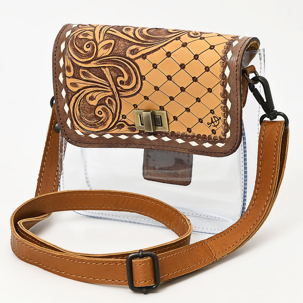 American Darling Hand-Tooled Genuine Leather Clear Bag