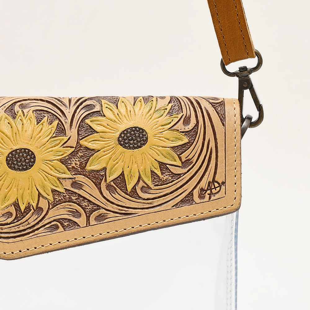 American Darling Hand-Tooled Genuine Leather Clear Bag