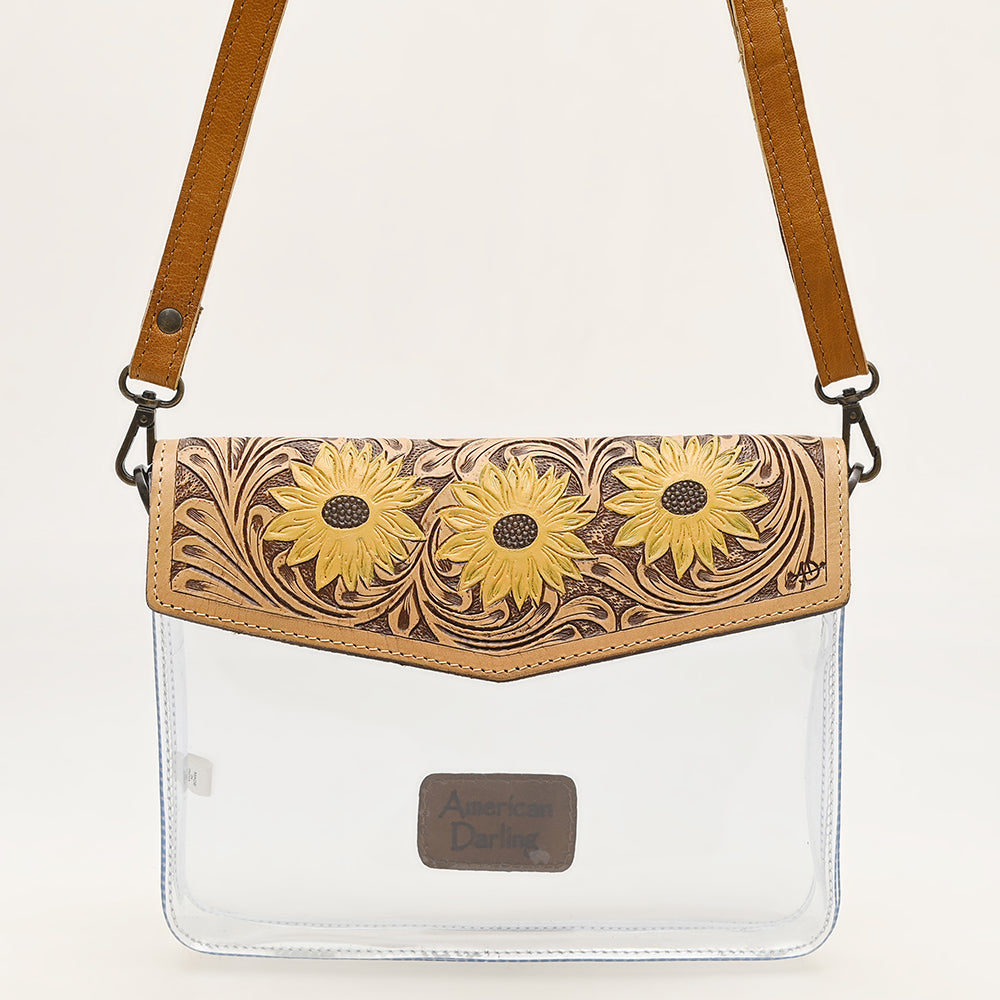 American Darling Clear Bag Hand Tooled Genuine Leather Women Western Handbag Purse