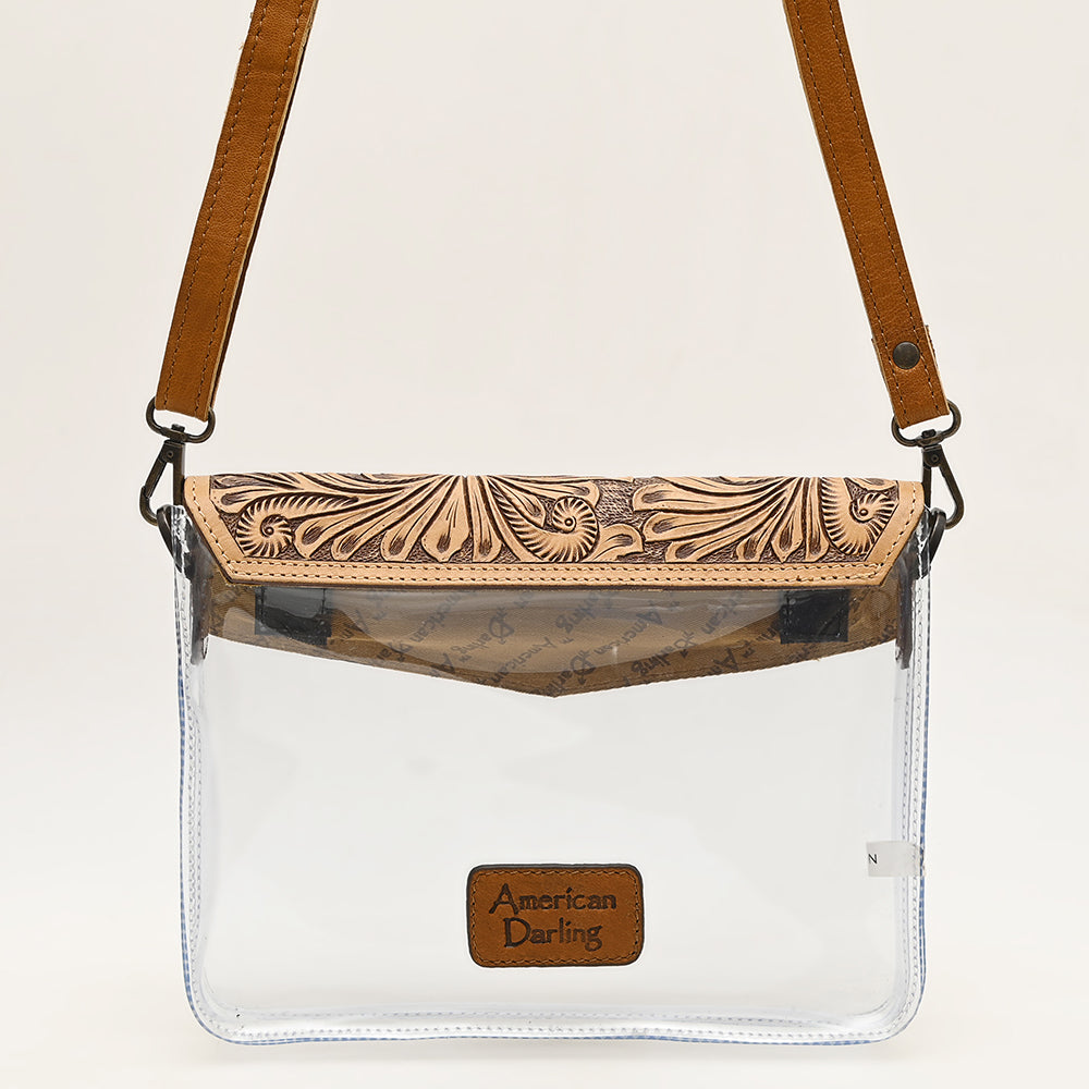 American Darling Hand-Tooled Genuine Leather Clear Bag