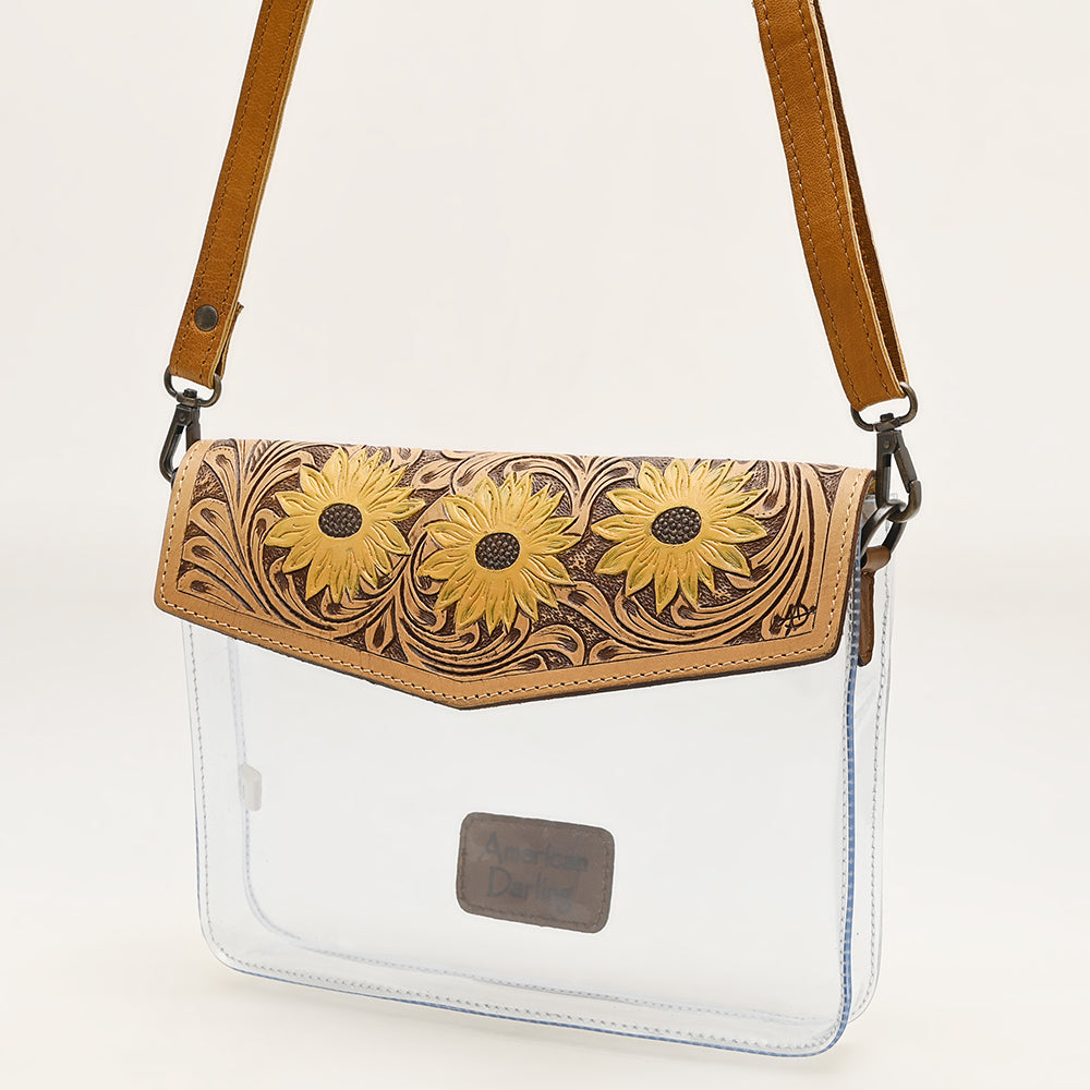 American Darling Hand-Tooled Genuine Leather Clear Bag