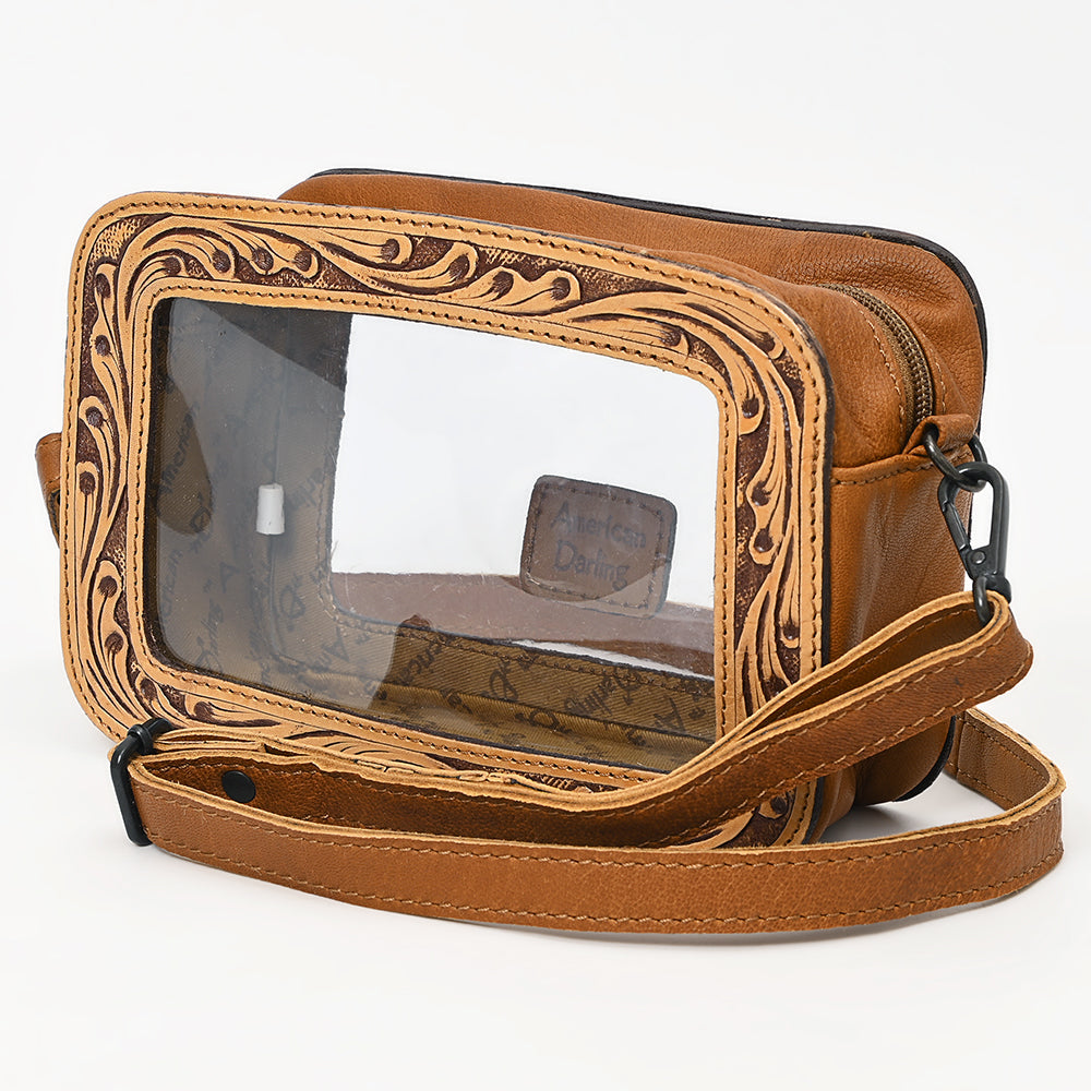 American Darling Clear Bag Hand Tooled Genuine Leather Women Western Handbag Purse