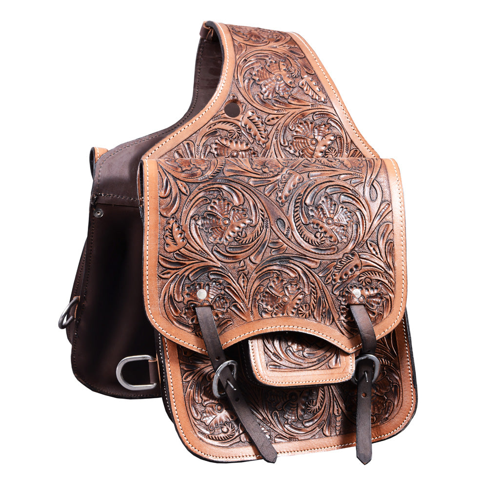 Hilason Western Horse Leather Saddle Bag Heavyduty Traditional Trail Ride