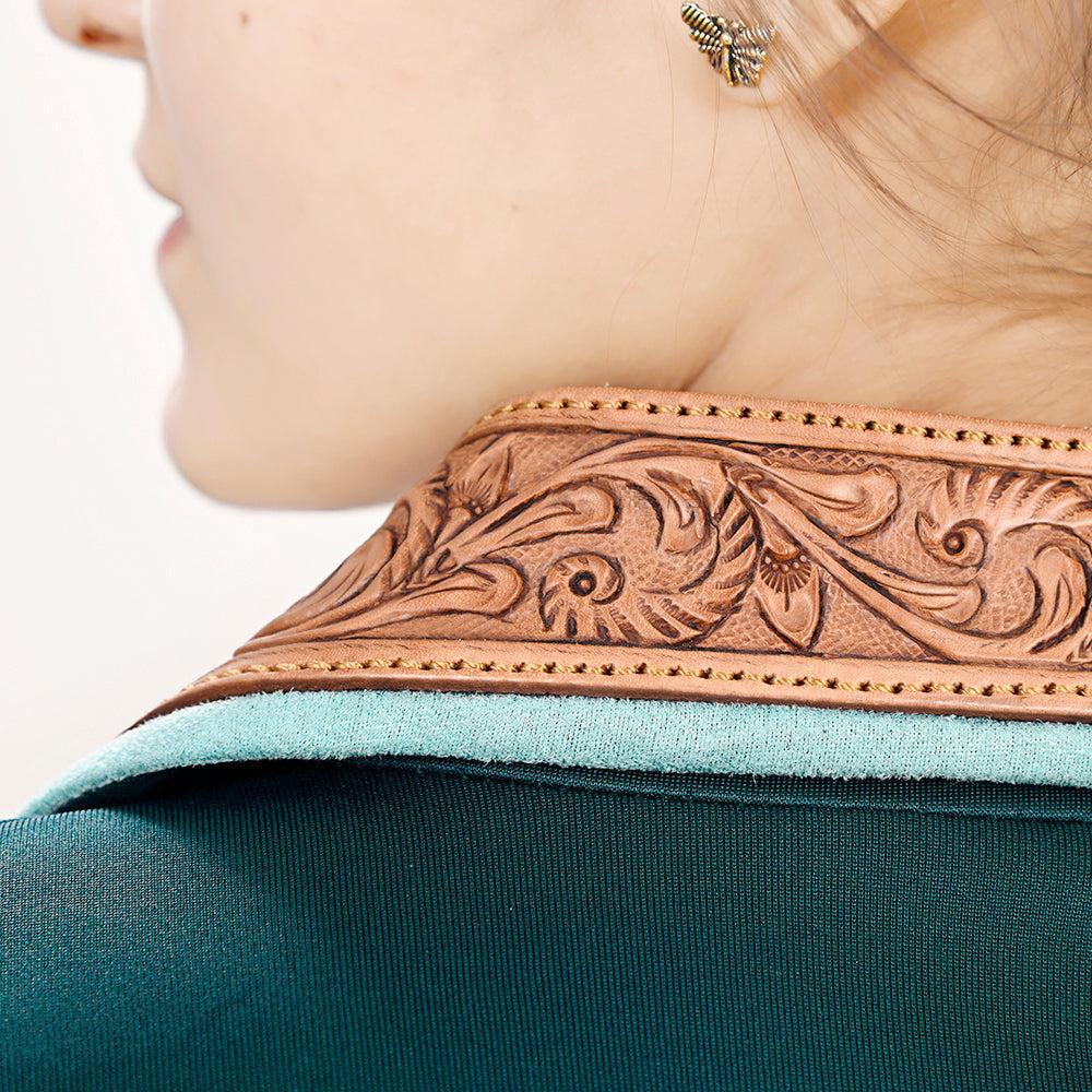 Genuine leather Hand tooled hand carved Women Blazer dress jacket